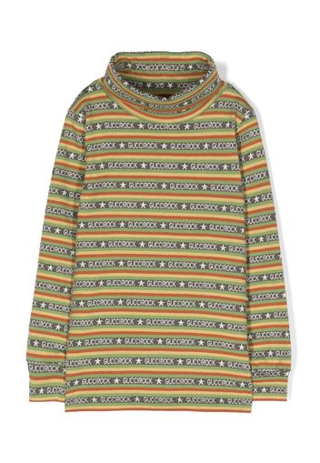 Gucci Kids Guccirock-print rollneck jumper - Gelb