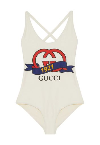 Gucci logo-print V-neck one-piece - Weiß