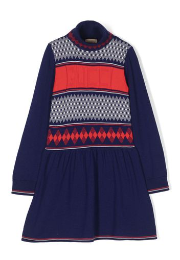 Gucci Kids intarsia-knit logo dress - Blau