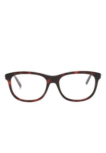 Gucci Eyewear Eckige Brille mit Logo-Schild - Braun