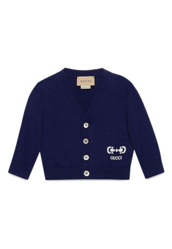 Gucci Kids Horsebit-print cotton cardigan - Blau