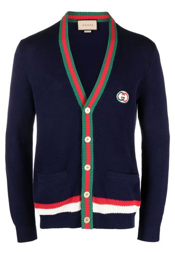 Gucci Web-stripe button-up cardigan - Blau