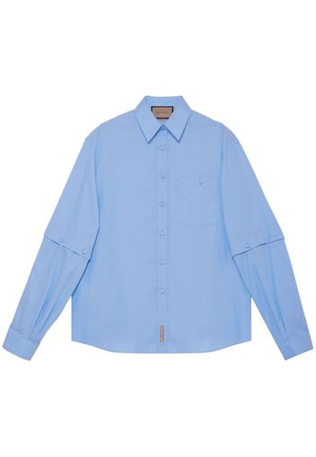 Gucci logo-patch detachable-sleeve shirt - Blau