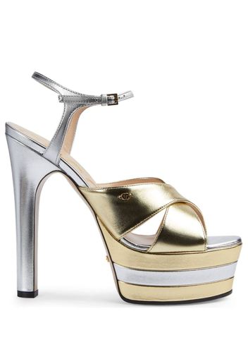 Gucci metallic-finish platform sandals - Gold