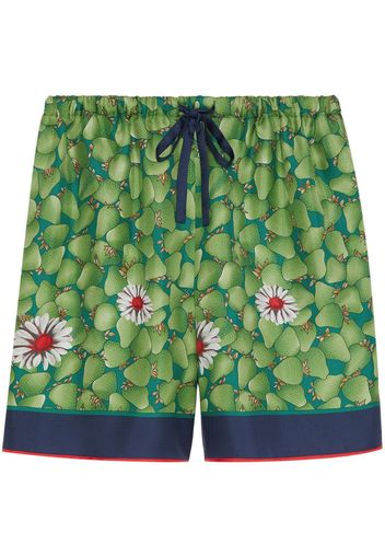 Gucci floral-print silk shorts - Grün