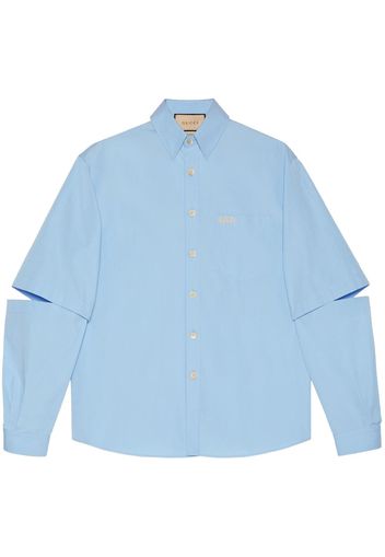 Gucci logo-embroidered short-sleeve shirt - Blau