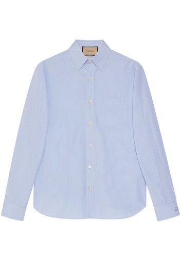 Gucci embroidered-detail striped cotton shirt - Blau