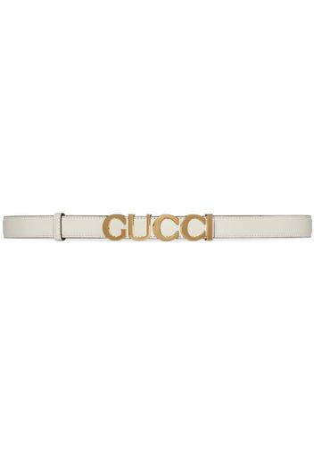 Gucci logo-buckle leather belt - Weiß