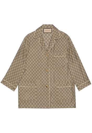 Gucci Double G notched-lapels silk shirt - Nude