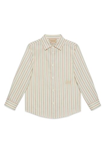 Gucci Kids logo-embroidered striped shirt - Nude