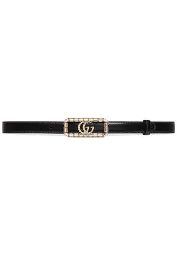 Gucci Double G logo buckle leather belt - Schwarz