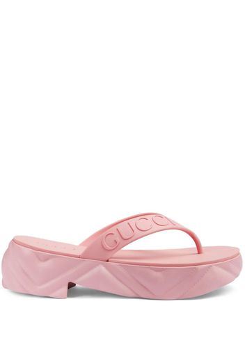 Gucci logo-embossed platform flip-flops - Rosa