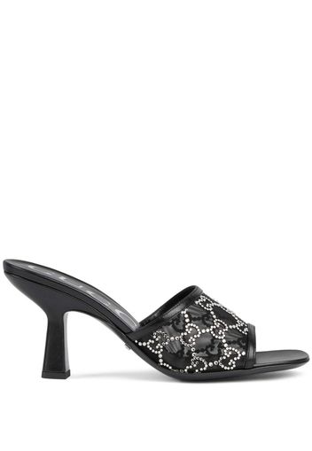 Gucci Double G logo crystal-embellished sandals - Schwarz