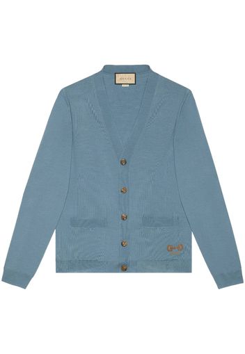 Gucci Cardigan mit Logo-Stickerei - Blau