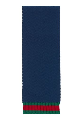 Gucci Kids web-stripe knitted wool scarf - Blau