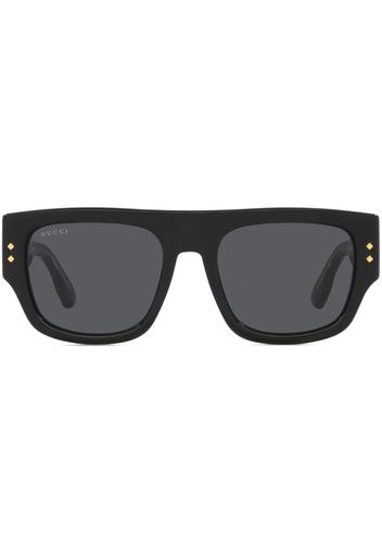 Gucci Eyewear logo-engraved rectangle-frame sunglasses - Schwarz