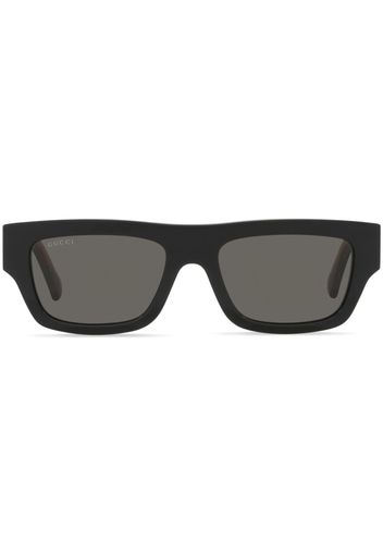 Gucci Eyewear logo-engraved rectangle-frame sunglasses - Schwarz