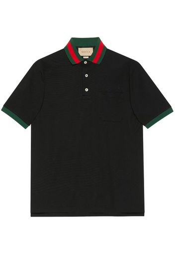 Gucci Web stripe-collar piqué polo shirt - Schwarz