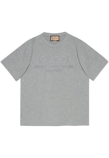 Gucci T-Shirt mit Logo-Stickerei - Grau