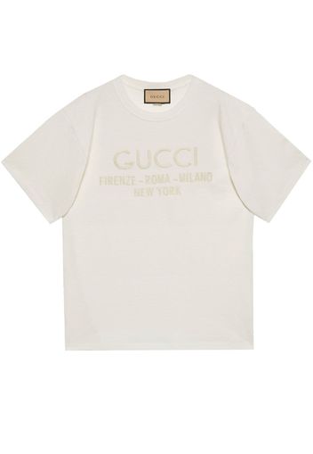 Gucci T-Shirt mit Logo-Stickerei - Weiß