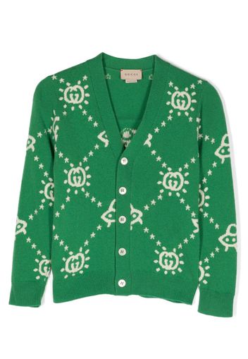 Gucci Kids Cardigan mit GG-Muster - Grün