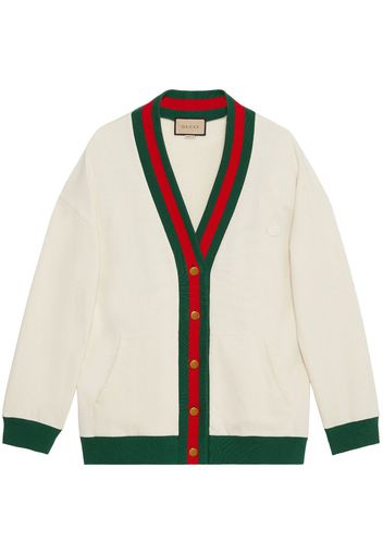 Gucci Web-stripe cotton cardigan - Nude