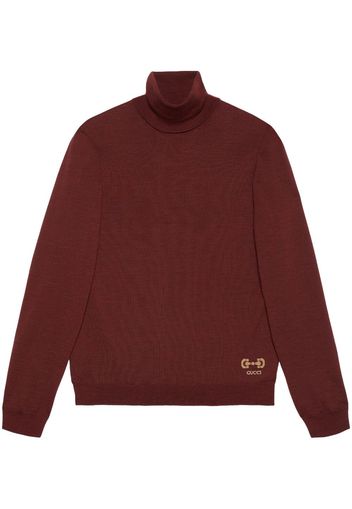 Gucci Rollkragenpullover mit Logo-Print - Rot