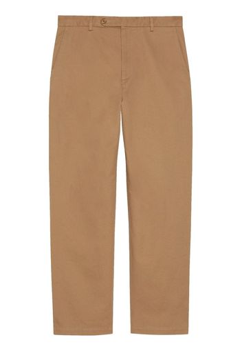 Gucci logo-embroidered slim-cut trousers - Nude