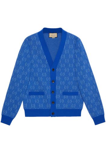 Gucci logo-jacquard wool cardigan - Blau