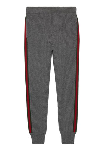 Gucci Web-stripe ribbed-knit drawstring track pants - Grau