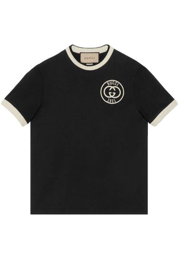 Gucci logo-embroidered cotton T-shirt - Schwarz