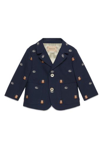 Gucci Kids logo-embroidered single-breasted blazer - Blau