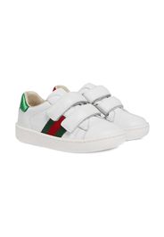 Gucci Kids Sneakers aus Leder mit Webstreifen - Weiß