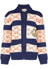 Gucci Gestreifter Intarsien-Cardigan - Blau