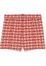 Gucci Kids Karierte Shorts mit Gürtel - Blau