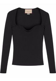 Gucci Fein geripptes Langarmshirt - Schwarz