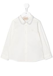 Gucci Kids embroidered-collar long-sleeve shirt - Weiß