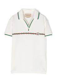 Gucci Kids logo embroidery polo shirt - Nude