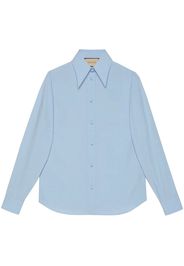 Gucci Langarmshirt mit spitzem Kragen - Blau