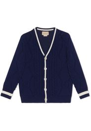 Gucci Kids Interlocking G cable-knit cardigan - Blau