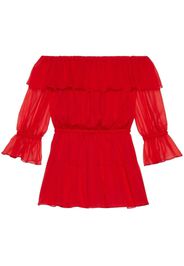 Gucci off-shoulder silk-chiffon dress - Rot