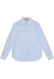 Gucci Camicia in cotone a righe con ricamo - Blau