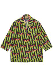 Gucci motif-print silk shirt - Grün