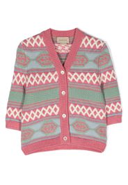 Gucci Kids intarsia-knit wool cardigan - Rosa