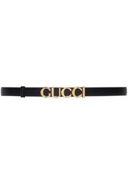 Gucci logo-plaque thin leather belt - Schwarz