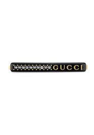 Gucci logo-print crystal-embellished hair clip - Schwarz