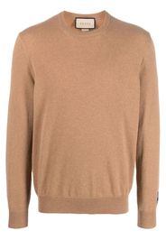 Gucci logo patch cashmere jumper - Braun