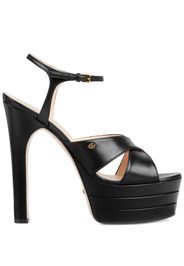 Gucci crossover-strap platform leather sandals - Schwarz