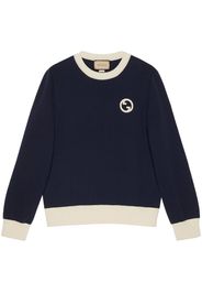 Gucci Maglione in maglia di lana e cotone con patch - Blau