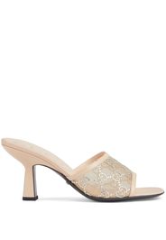 Gucci GG 76mm rhinestone mules - Nude